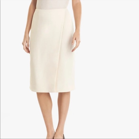 NWT MM LAFLEUR The Logan Skirt - Crinkle Crepe Alabaster Faux Wrap Skirt Size 4